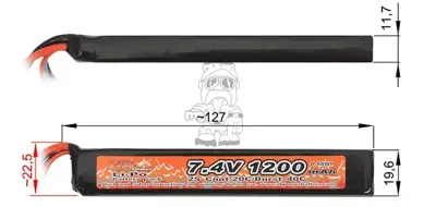Stick Li-Po Battery T-Deans 127 x 11,7 x 22,5mm 7,4V 1200 mAh 20C Burst 40C - VB Power