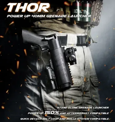 Thor Power UP Stand Alone 40mm Hand-Held Grenade Launcher with Belt Clip By - APS Accuracy Pneumatics Shooting