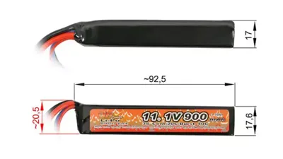 VB Li-Po Battery 11.1V 900mAh 20/40C T-Deans Connector 92,5 x 17 x 20,5mm By VB - VB Power