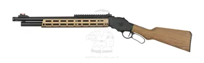 Terminator 2 Gas Lever Action Function Shotgun M-LOK Handguard AT8703T W. Shell Holder REAL Wood Stock - Golden Eagle