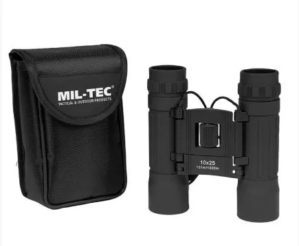 Mil-Tec Binocolo Pieghevole 10x25 · Negro