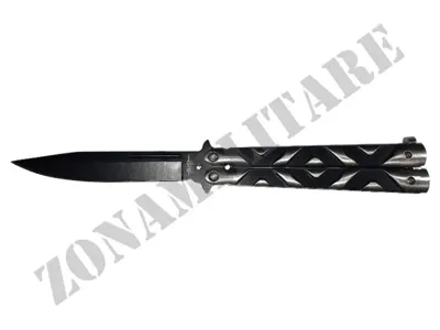 Coltello A Farfalla Jkr Scacchi Full Metal Inox - Zona Militare