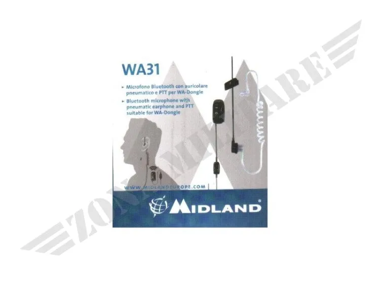 Midland Microfono Bluetooth con Auricolare e Ptt