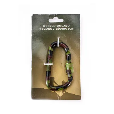 Moschettone IN Alluminio Mimetico Medio con Chiusura Di Sicurezza, 8 cm - Corso