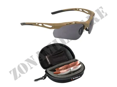 Occhiali Swisseye Glasses Bril Attac con Montatura Sabbia Tre Lenti - Zona Militare