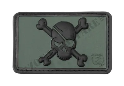 Pirate Skull Rubber Patch Forest Color - JTG
