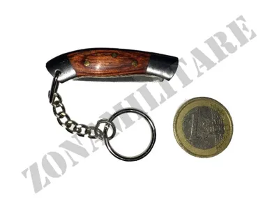 Portachiavi Ad Anello con Coltellino Manico Legno - Zona Militare