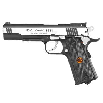 US Combat M1911 CO2 Luftpistole Kal. 4,5mm BB Non Vollmetall Silber - Bruni Guns