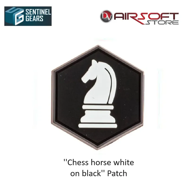 ''Chess Horse on Patch · White black