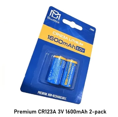 Premium CR123A 3V 1600mAh 2-PACK
