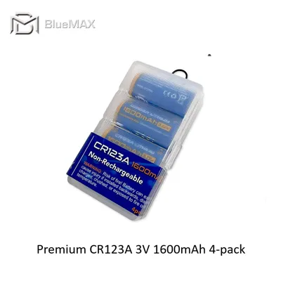 Premium CR123A 3V 1600mAh 4-PACK