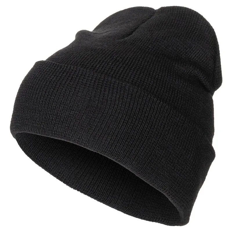 Rollmütze 100% Wolle Feinstrick · Negro