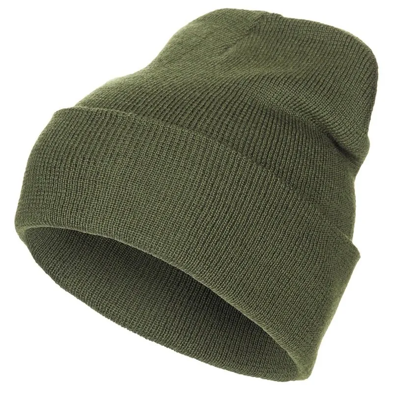 Rollmütze 100% Wolle Feinstrick · Verde / OD
