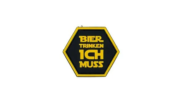 JTG Bier Trinken Ich Muss PVC Hexagon Patch