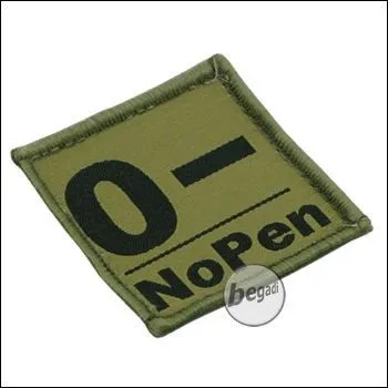 Blutgruppen Aufnäher "0, Neg. - NoPen" - BE-X