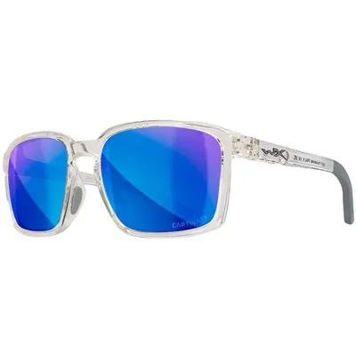 Sonnenbrille Ovation Captivate Matt Transparent Grau Gläser Blau Verspiegelt Polarisiert Inkl. Brillenetui Und Seitensch - Wiley X