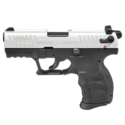 P22Q Schreckschuss Pistole 9mm P.a.k. Nickel Inkl. Austauschbare Griffrücken (S, L) - Walther
