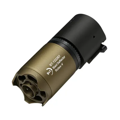 Rotex-V Blast Deflector Aluminium Silencer Mit Stahl Flash-Hider 14mm- Mud-Earth - ASG