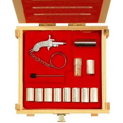 Berloque Pistole 24-KARAT-VERGOLDET Mit Passender Holzkassette - Akah