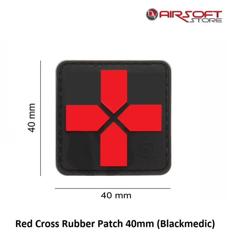 Cross Rubber Patch 40mm (Blackmedic) · Rojo