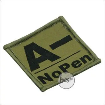Blutgruppen Aufnäher "A, Neg. - NoPen" - BE-X