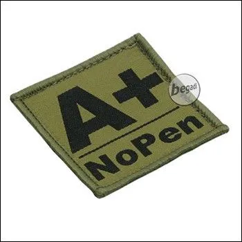 Blutgruppen Aufnäher "A, Pos. - NoPen" - BE-X