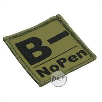Blutgruppen Aufnäher "B, Neg. - NoPen" - BE-X