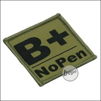 Blutgruppen Aufnäher "B, Pos. - NoPen" - BE-X