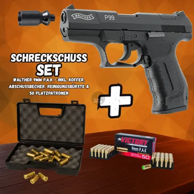 !!! Shotgun - P99 - 9 mm P.a.k. Incl. Case & 50 Rounds Ammunition - Walther
