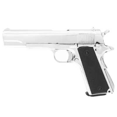 M1911-A1 CO2 Luftpistole Kal. 4,5 mm BB Vollmetall Platinum Chrome-Finish - KLI