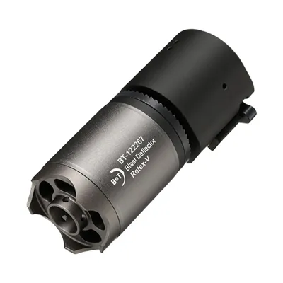 Rotex-V Blast Deflector Aluminium Silencer Mit Stahl Flash-Hider 14mm- Grau - ASG