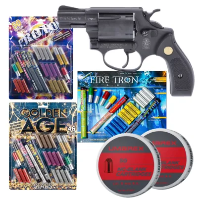 Feuerwerk Revolver Set Smith & Wesson Chiefs Special Schreckschuss - LivingActive