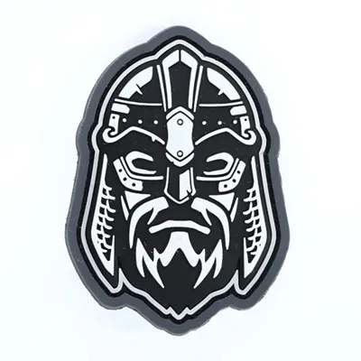 3D Rubber Patch Mit Klettfläche Viking Warrior Head /Weiß - Mil-Spec Monkey