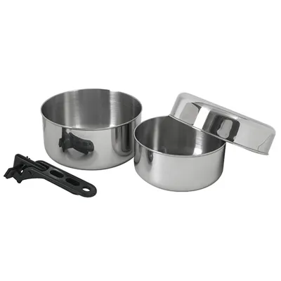 Basic Nature Camping Kochgeschirr Biwak Edelstahl 1 3-TEILIG Für 1-2 Personen - BasicNature