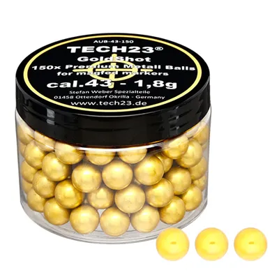 Shot Extra Harte Aluminium Kugeln 1,8g KALIBER.43 Goldfarben 150ER Dose - tech23
