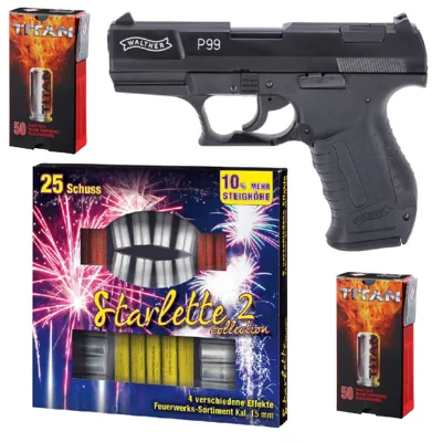 Feuerwerk Kombipaket Walther P99 Schreckschuss - LivingActive