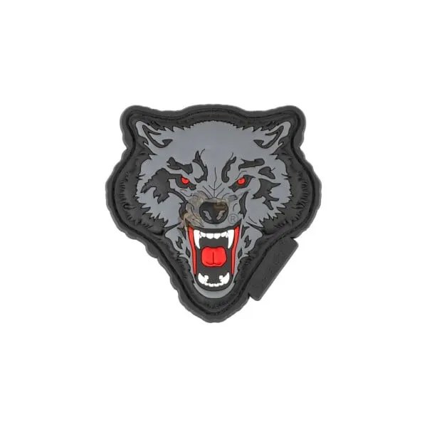 JTG Angry Wolf Head Patch, - 3D Rubber Patch · Red grey