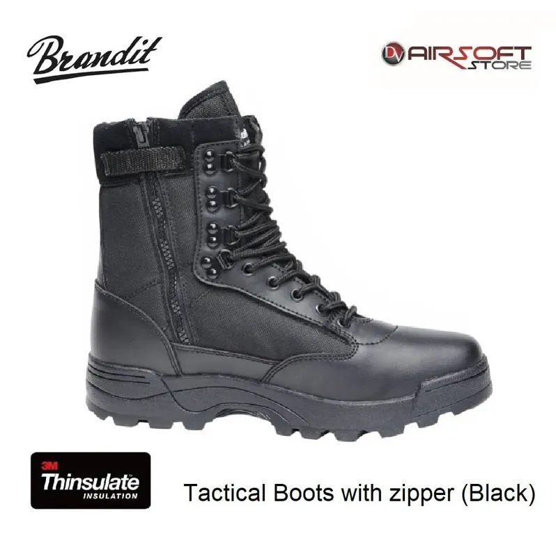 Tactical Boots with Zipper · Negro