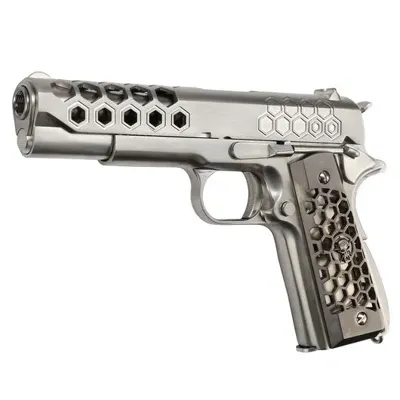 M1911 Hex Cut Version Punisher Vollmetall BB Satin-Chrome - Wei-ETech