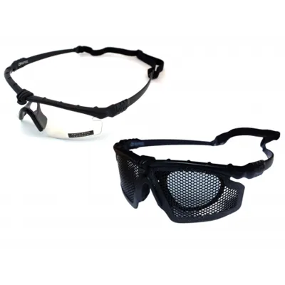 Occhiali Battle Pro Lente Trasparente + Lente Hammer Rete con Inserto Lenti Graduate Frame Neri