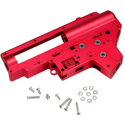 8mm CNC 7075 Aluminium Gearboxgehäuse Version 2 Rot Inkl. Kugellager / Switch-Assembly - Evolution