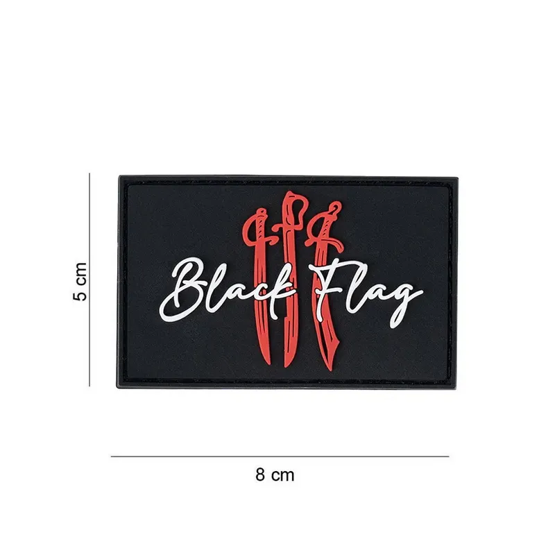 101 Inc 3D PVC Patch Flag W/ Swords · Negro