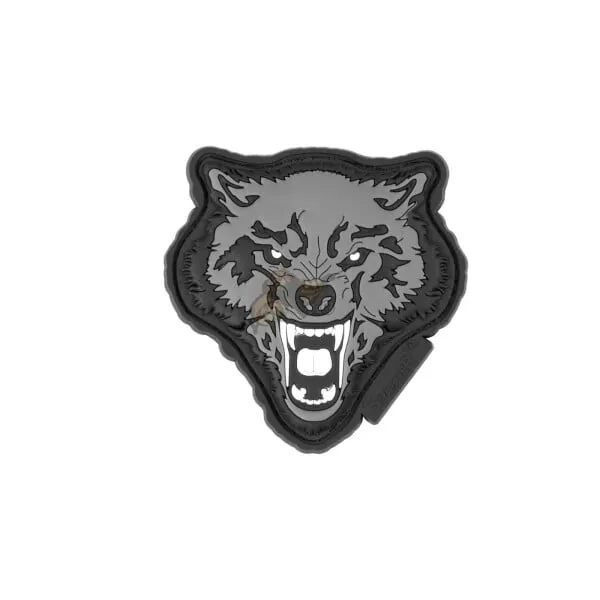 JTG Angry Wolf Head Patch, / 3D Rubber Patch · Gris