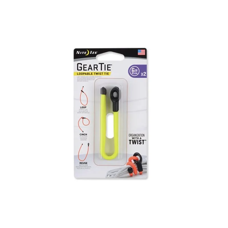 Nite Ize Gear Tie Loopable 6" 2PACK · Amarillo