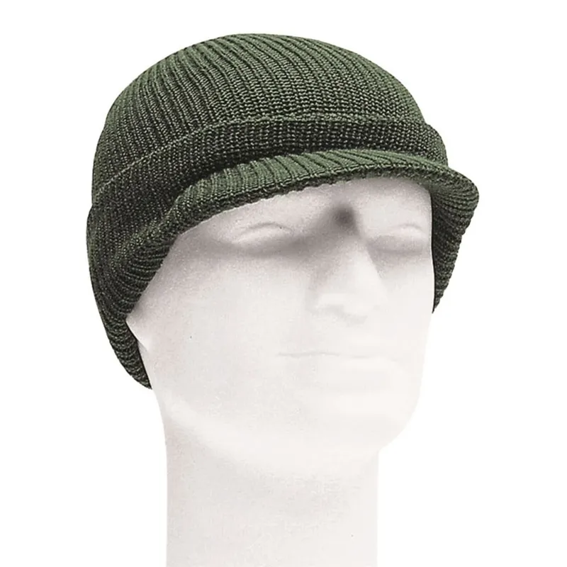 Mil-Tec Σκούφος Wool Watch Cap Με Γείσο Χακί