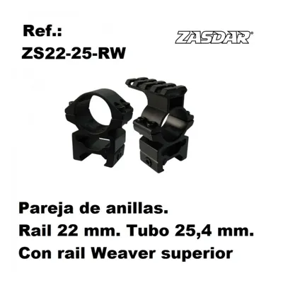 Monturas Altura Media Ø25 mm - con Rail Weaver Superior - P/ 21 mm (Weaver o Picatiny)