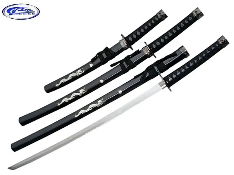 RITE EDGE KNIVES Σετ Σπαθιών Samurai Pearl Dragon 3 Τεμαχίων Με Βάση