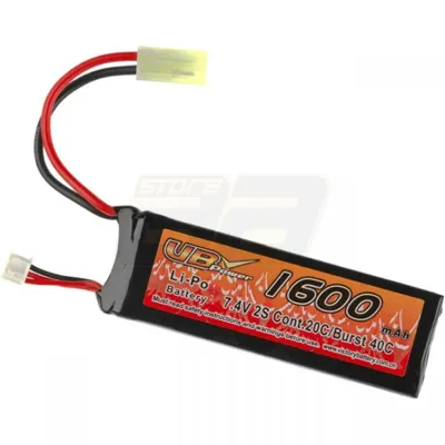 7.4V 1600mAh 20C Li-Po Battery Mini Type - Small Tamiya - VB Power
