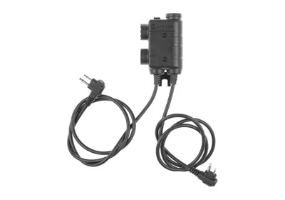 M56 Dobbelt Comm Taktisk PTT Til 2x Motorola Two Pin - Sort - Earmor