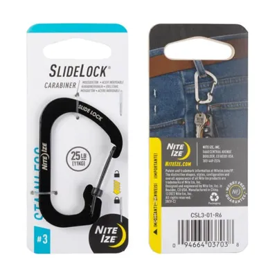 Slidelock Karabinhage Rustfri Stål, Sort - Nite Ize
